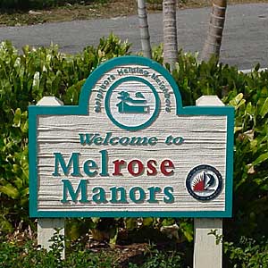 home owners association melrose manors welcome sign